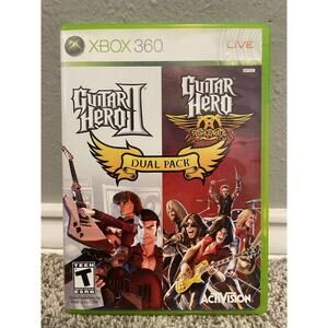 Guitar Hero II + Aerosmith Dual Pack Xbox 360 Video Game Complete CIB Activision